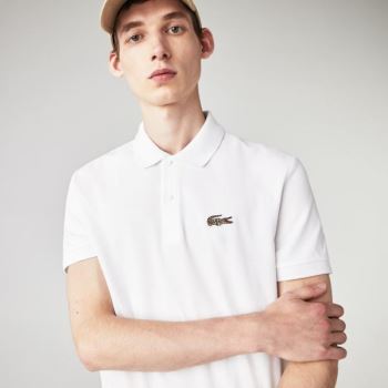 Lacoste Lacoste x National Geographic Regular Fit Organic Cotton Polo Shirt Pánské - Polo Bílé | CZ-